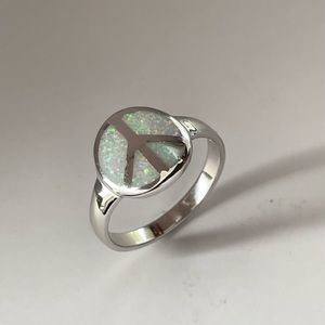 Fire Opal Peace Sign Sterling Silver Ring, Hippie Ring, Peace Ring, Opal Ring